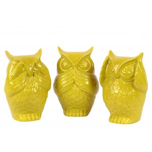 August Grove Locascio Ceramic Owl No Evil 3 Piece Figurine Set AGRV4736